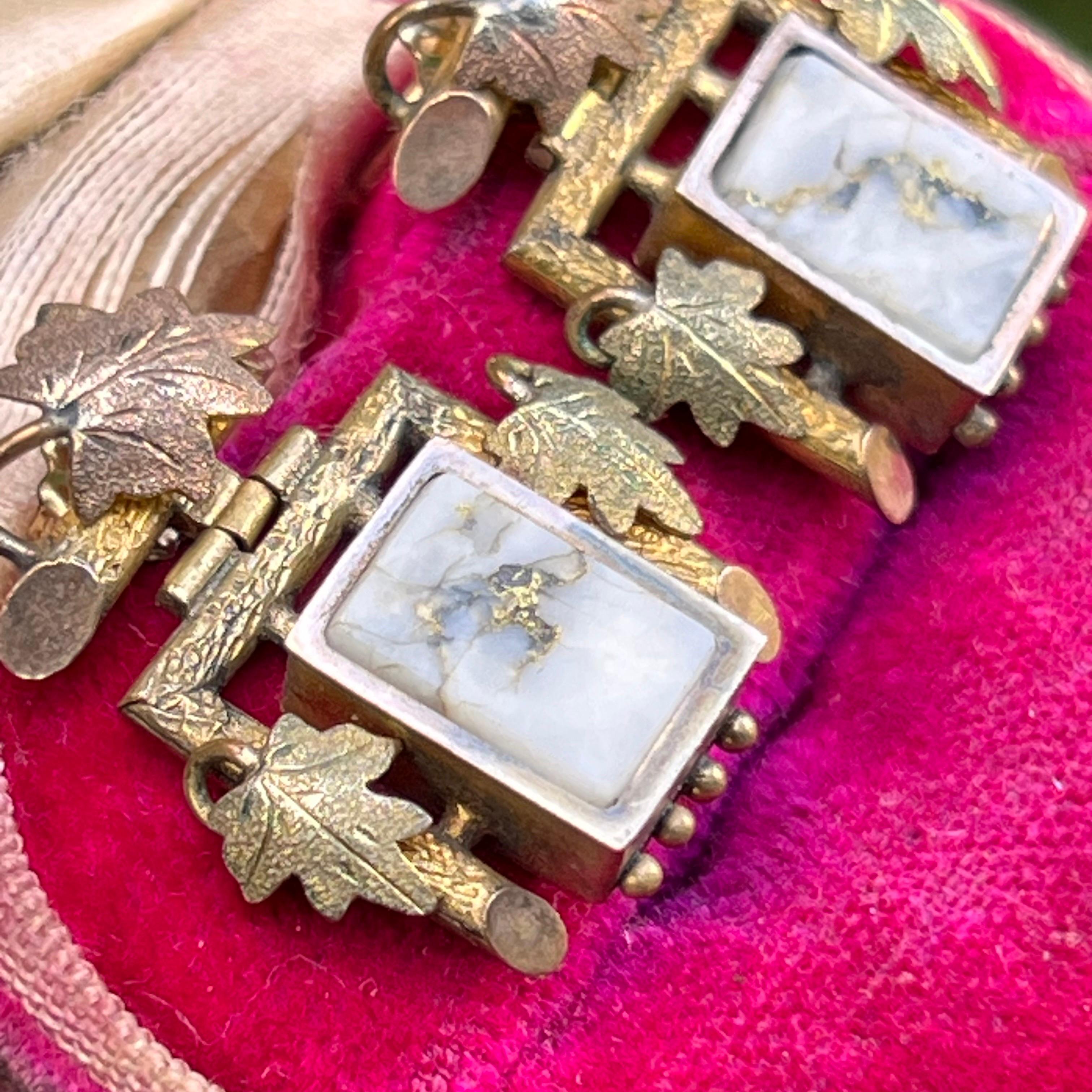 Victorian  Gold Quartz Dangle Earrings  For Sale 5