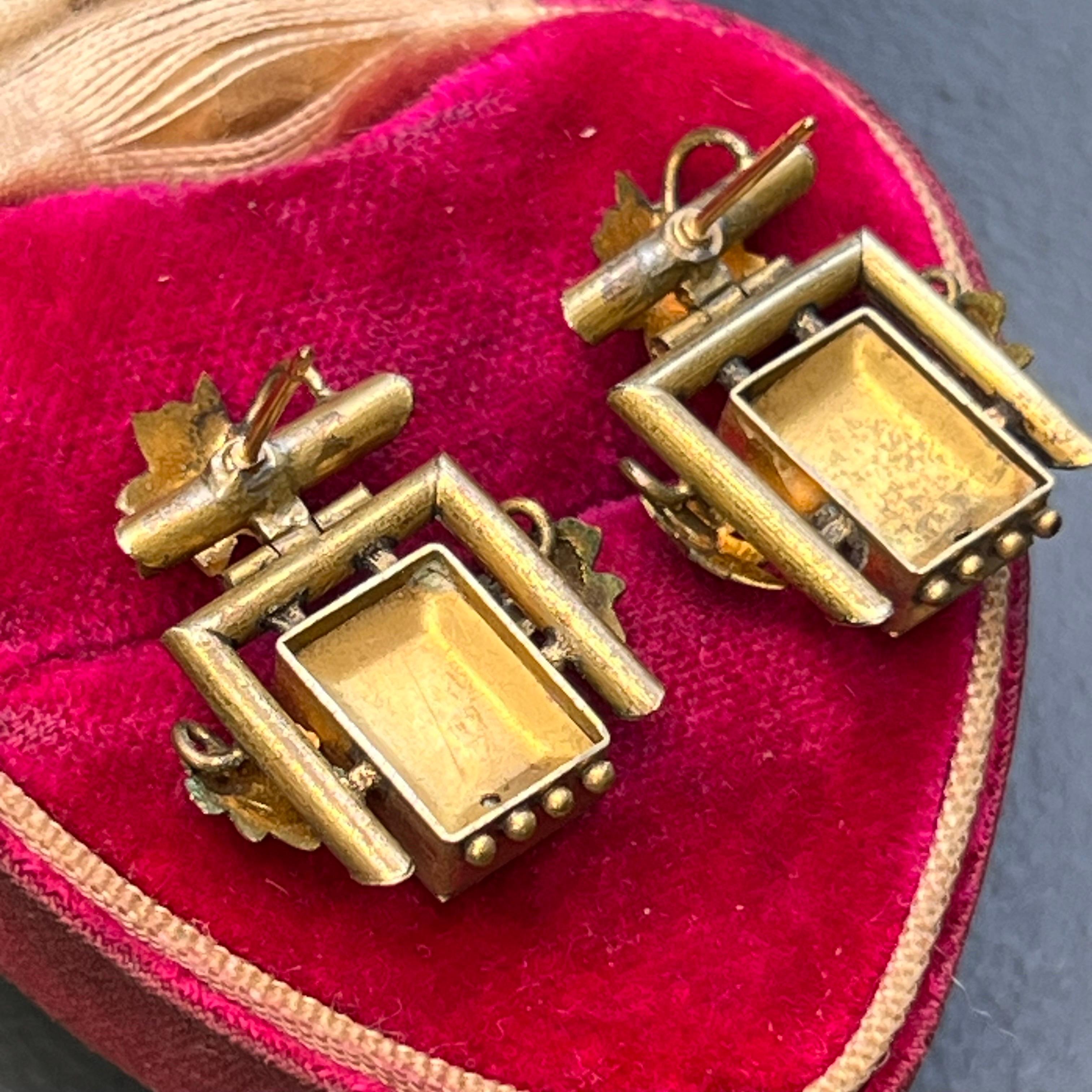 Victorian  Gold Quartz Dangle Earrings  For Sale 8