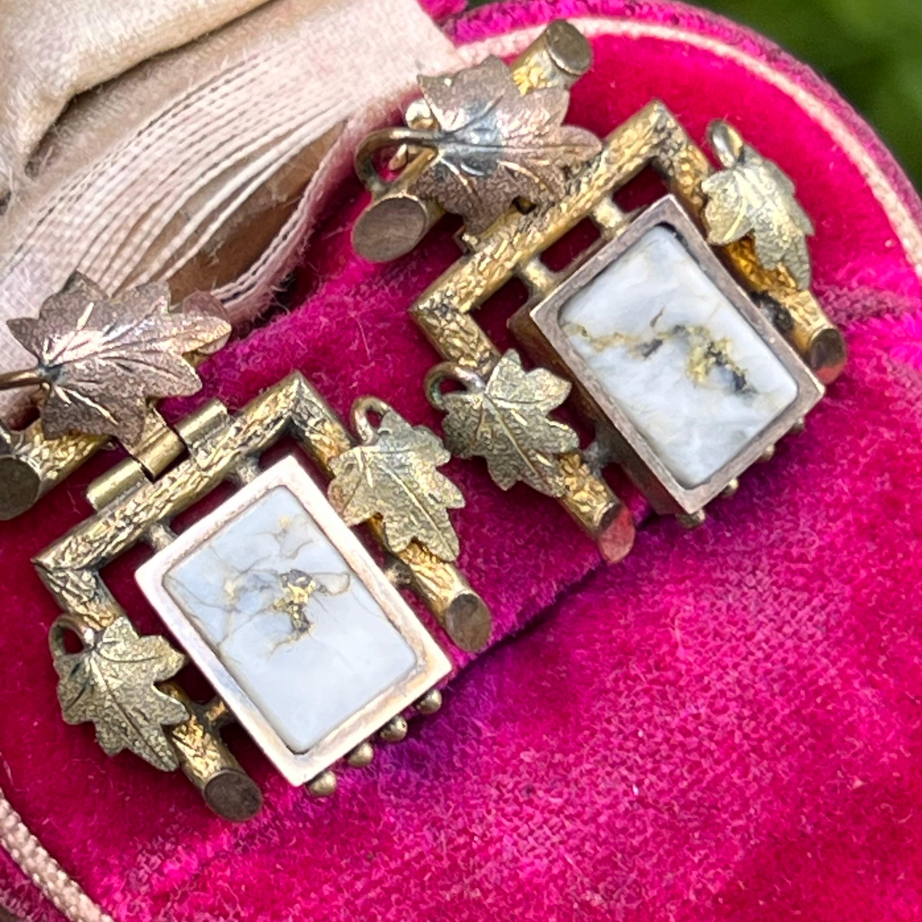 Victorian  Gold Quartz Dangle Earrings  For Sale 4