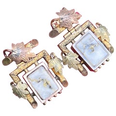 Victorien  Boucles d'oreilles pendantes en quartz doré