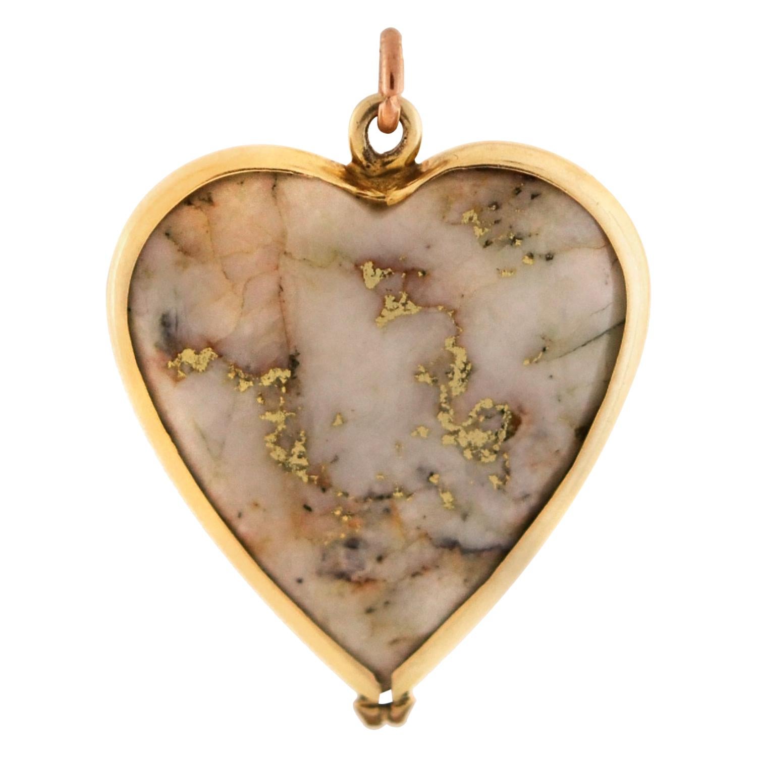 Victorian Gold Quartz Heart Pendant
