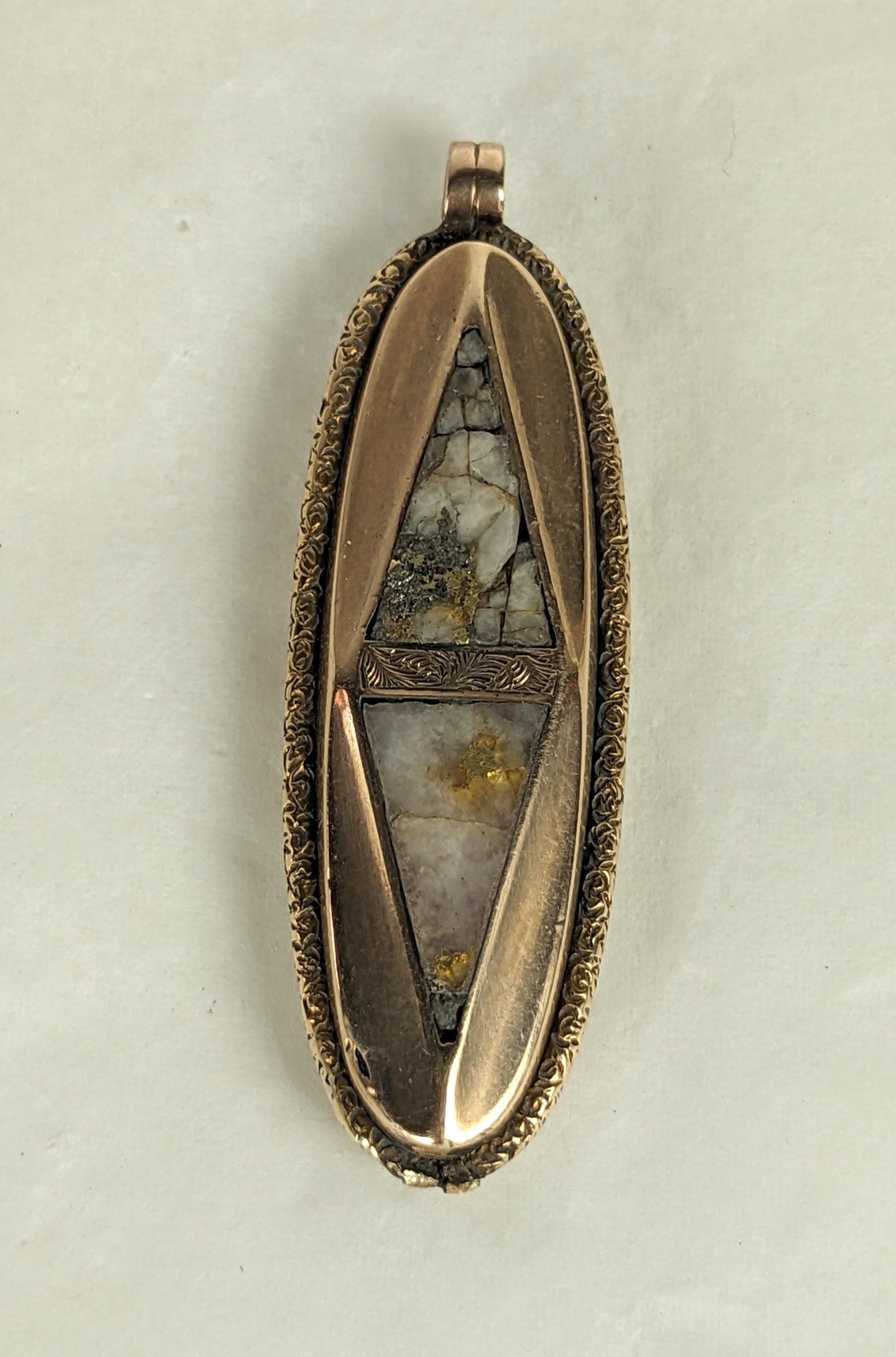 da uomo o donna Ciondolo vittoriano in quarzo d'oro in vendita