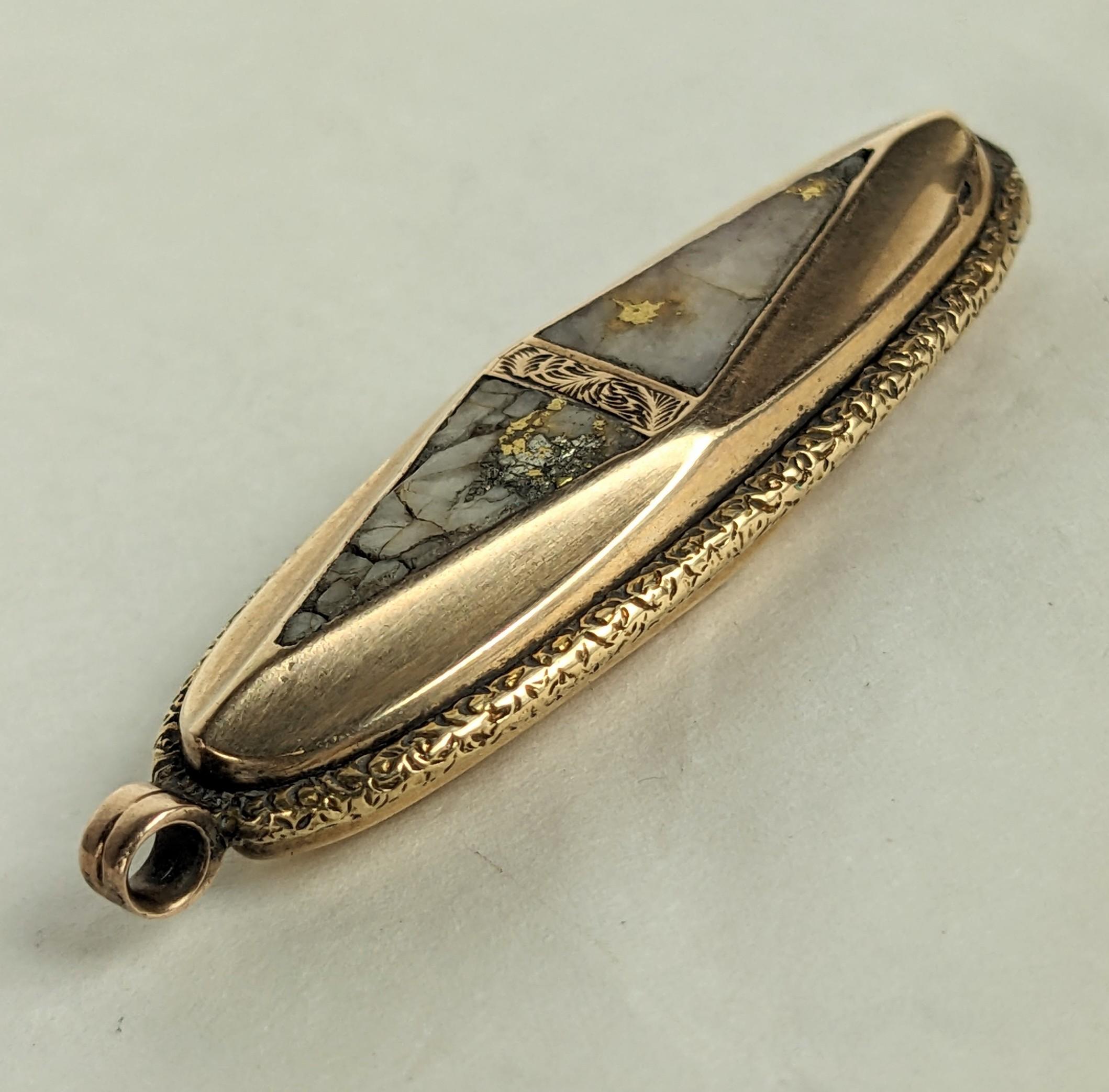 Ciondolo vittoriano in quarzo d'oro in vendita 1