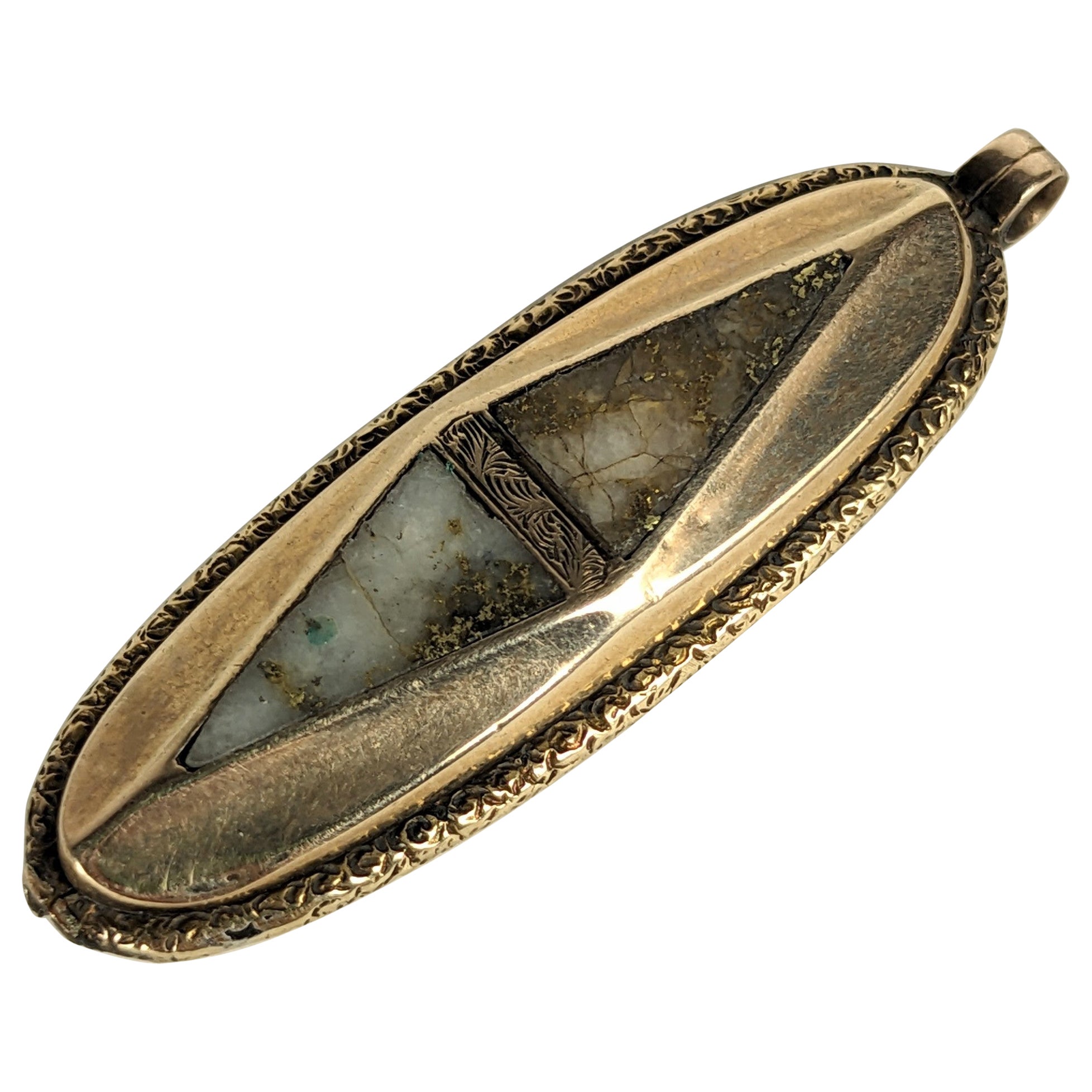 Ciondolo vittoriano in quarzo d'oro in vendita