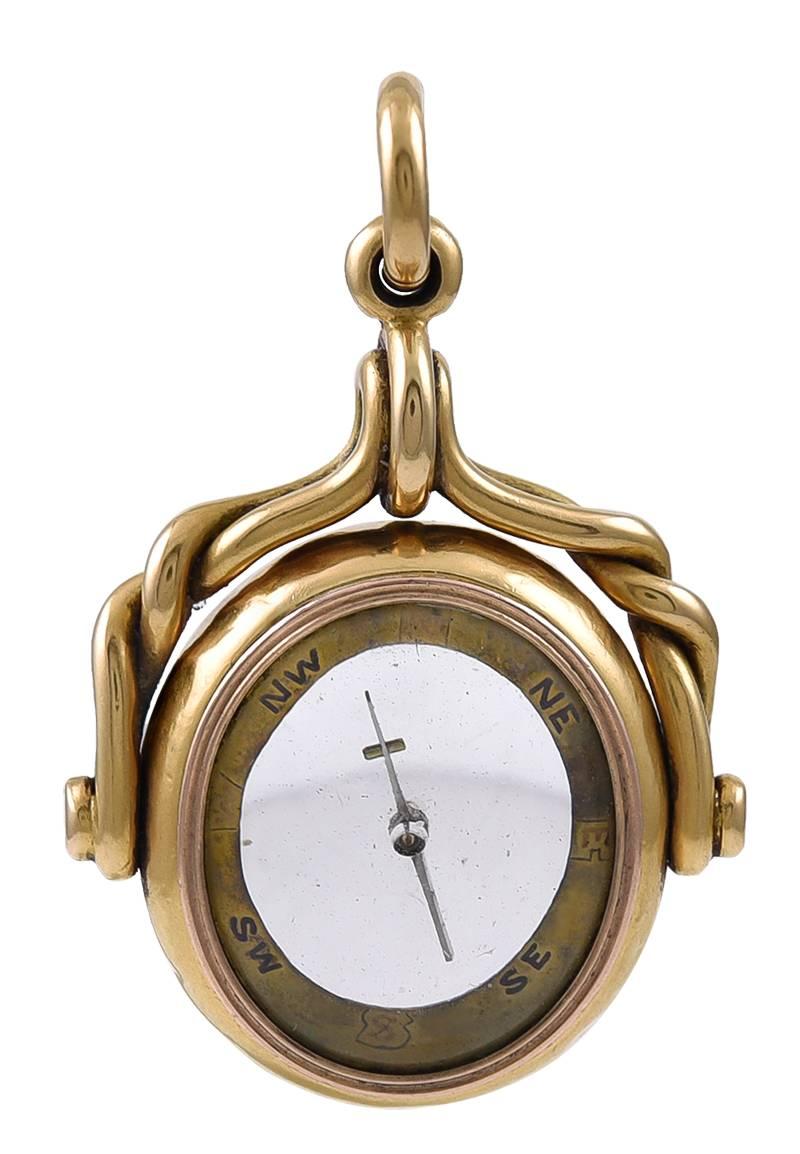 This is a very scarce item even in the UK where they were usually made. The Gold used is thick and heavy, with a generous Gold twist support and a broad locket frame holding the Rock Crystal enclosed compass and unusually for Victorian English Gold,