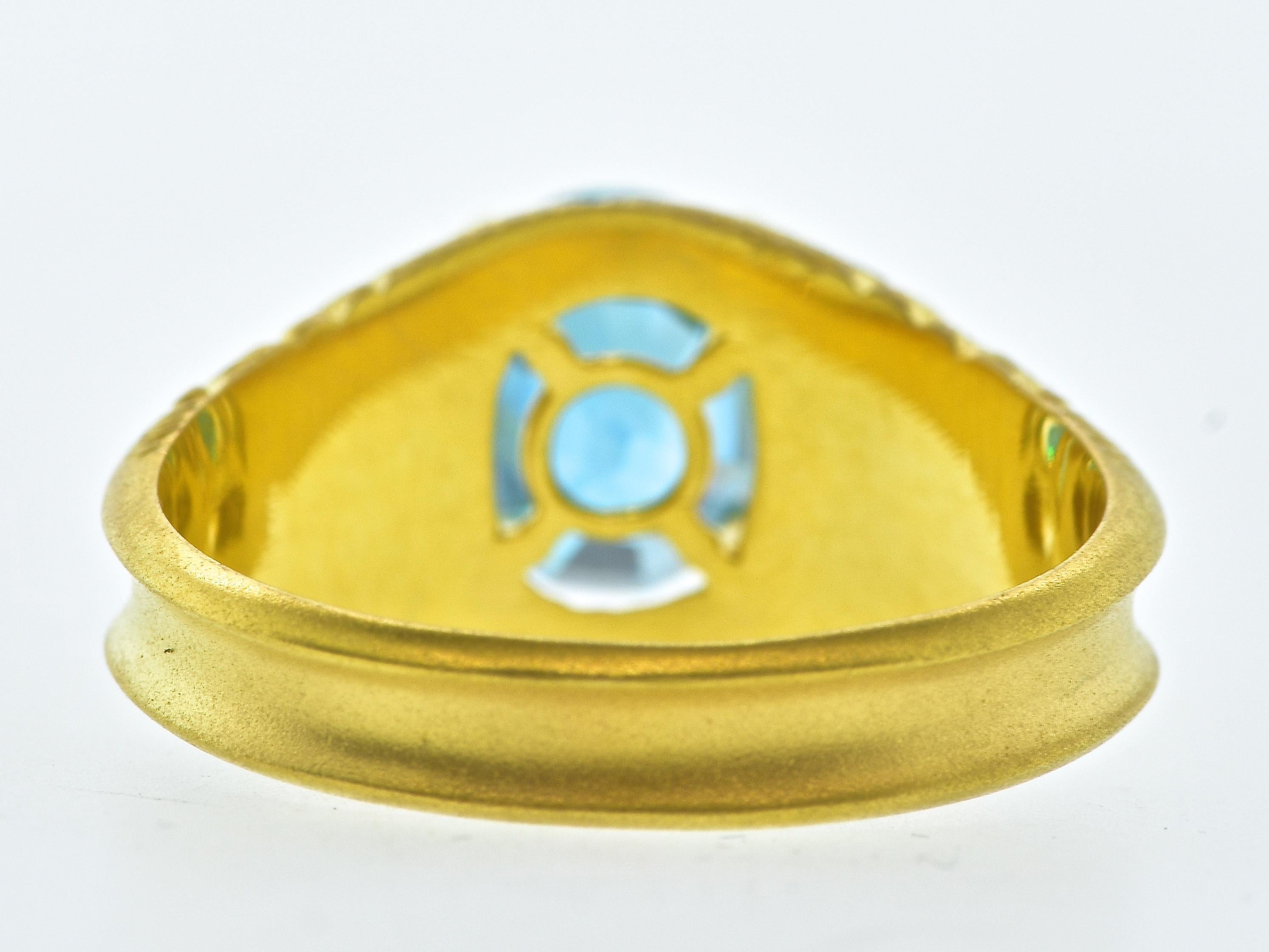 Victorian Gold Ring Centering a Natural Very Fine Blue Zircon, circa 1890 1