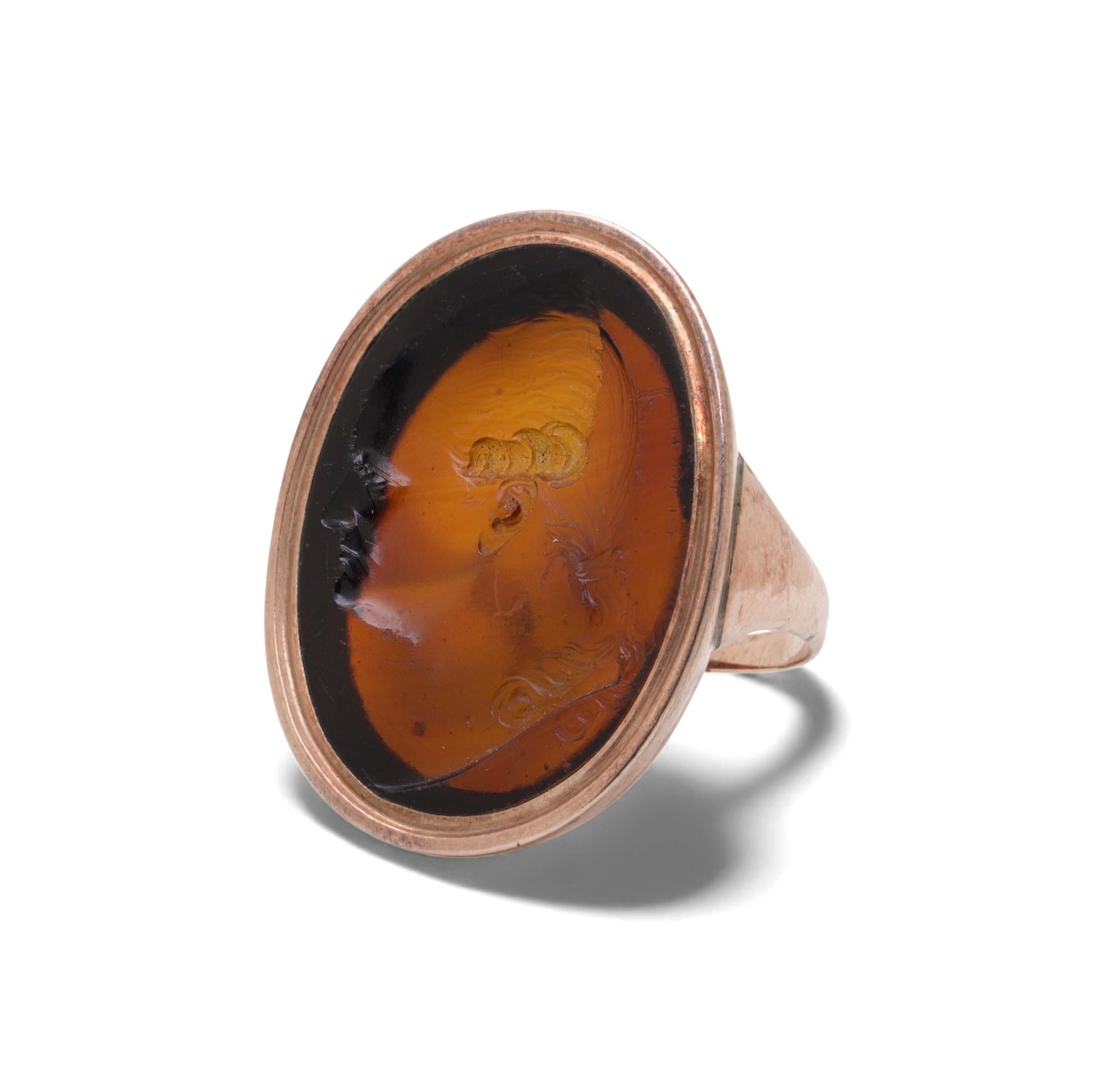 Georgian Victorian Gold Ring with 18th-Century Intaglio For Sale