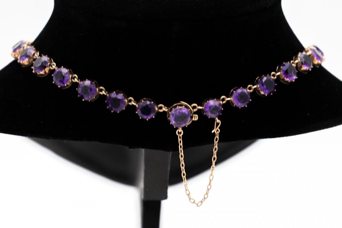 Women's or Men's Victorian gold rivière necklace with amethysts, Great Britain, late 19th century
