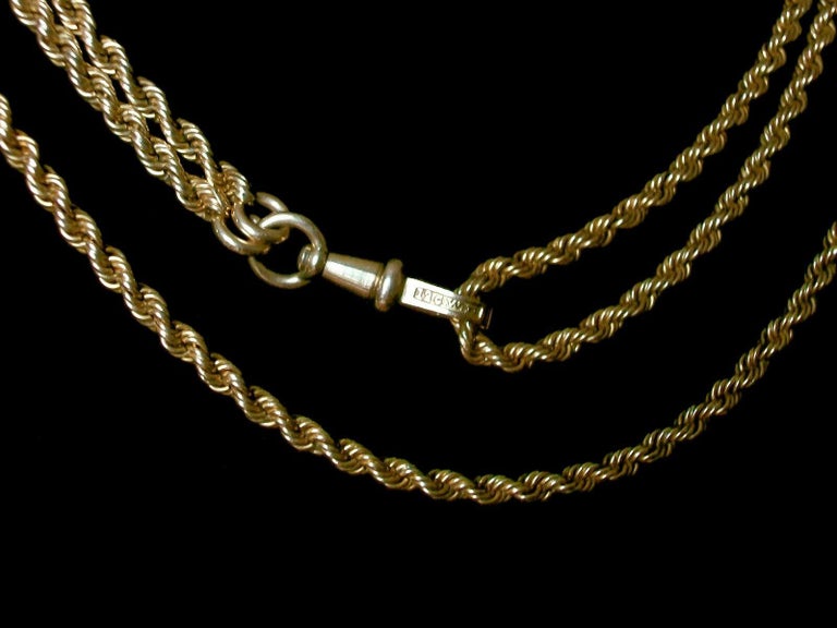 Victorian Gold Rope Twist Pocket Watch Chain / Necklace, U.S, circa