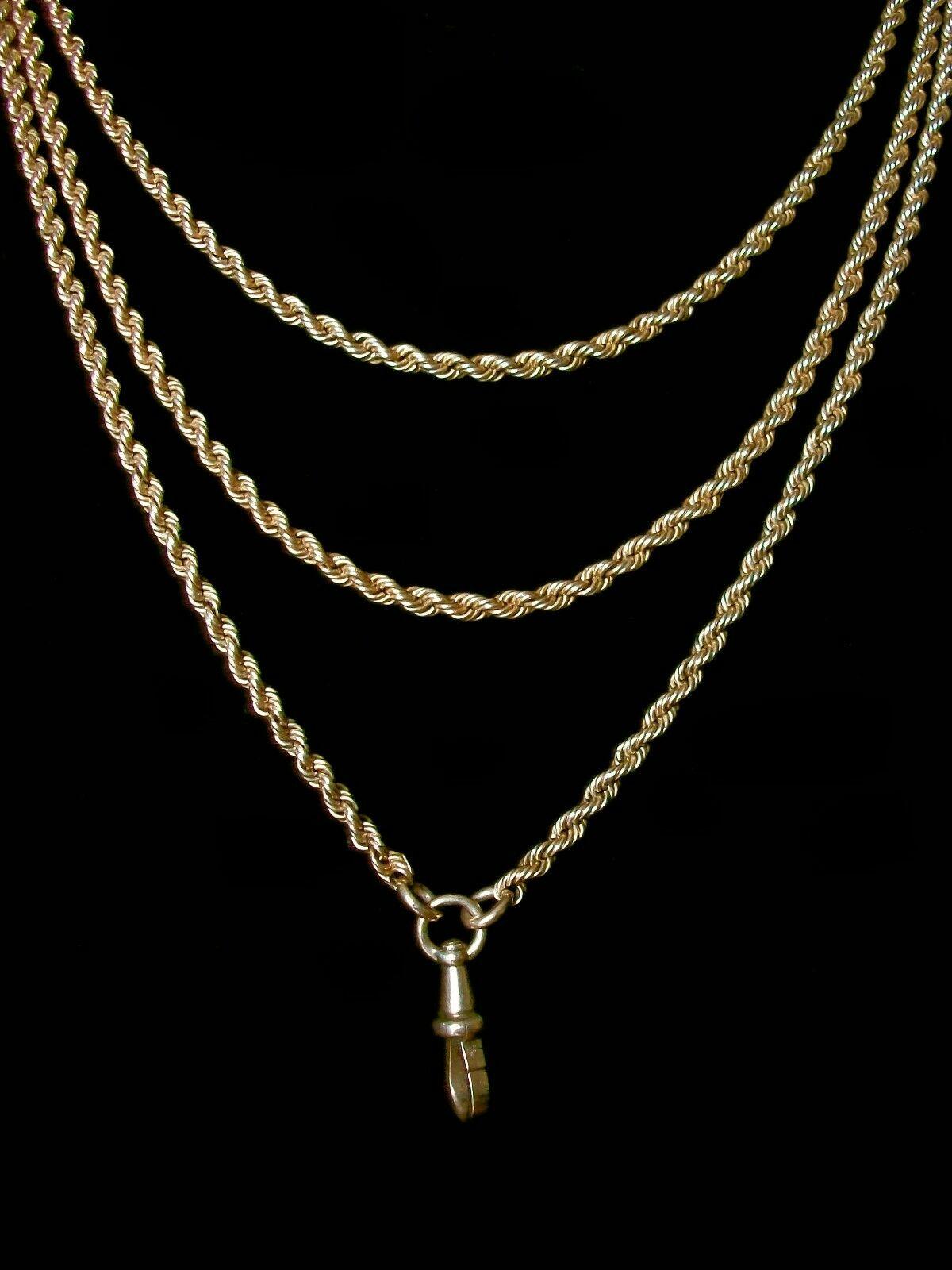 Viktorianische Goldseil-Taschenuhrenkette / Halskette, USA, um 1880 für Damen oder Herren im Angebot