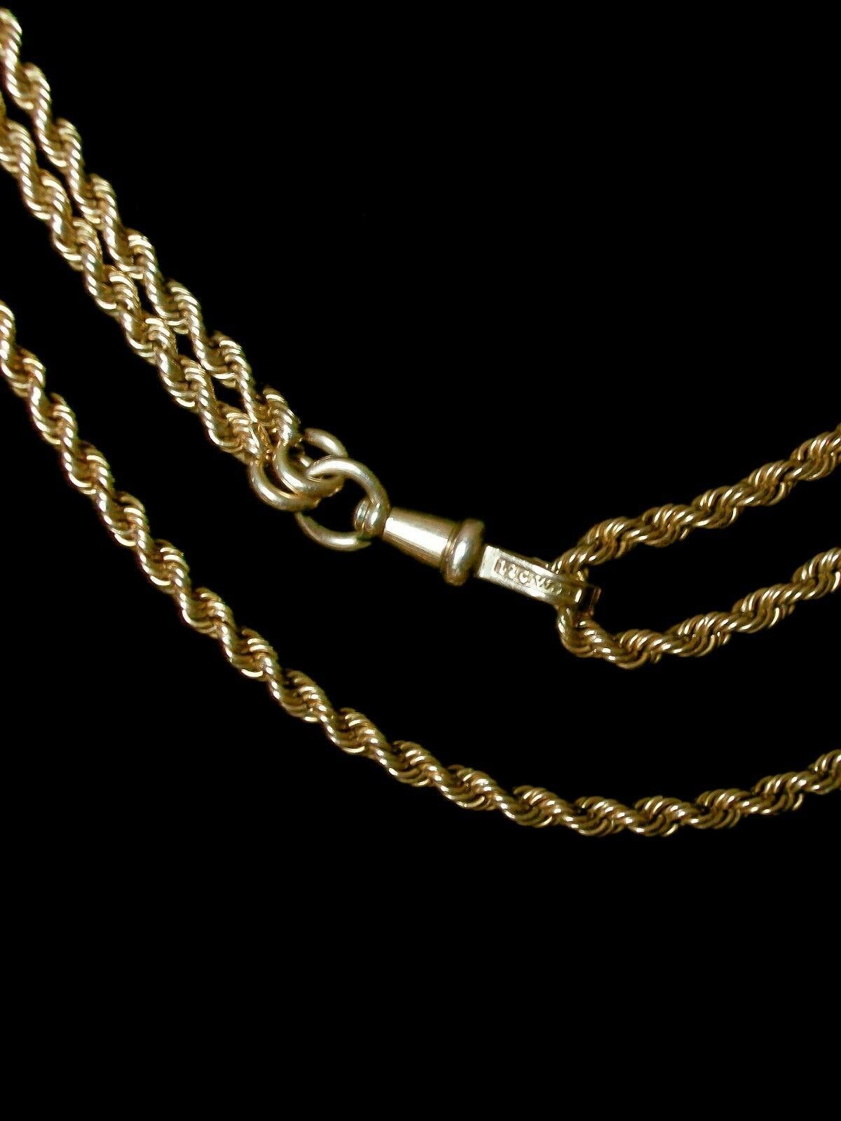 Viktorianische Goldseil-Taschenuhrenkette / Halskette, USA, um 1880 im Angebot 5