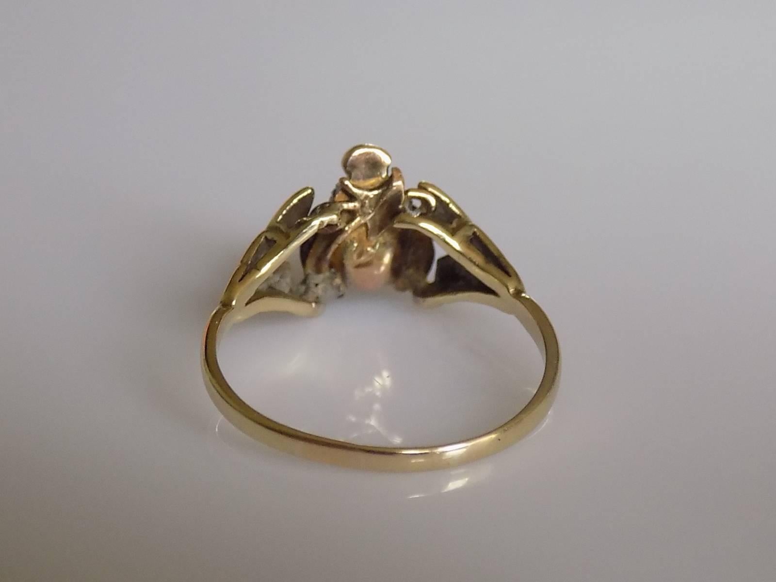 Victorian Gold Rose Cut Diamond Garnet Ladybird Ring In Good Condition In Boston, Lincolnshire