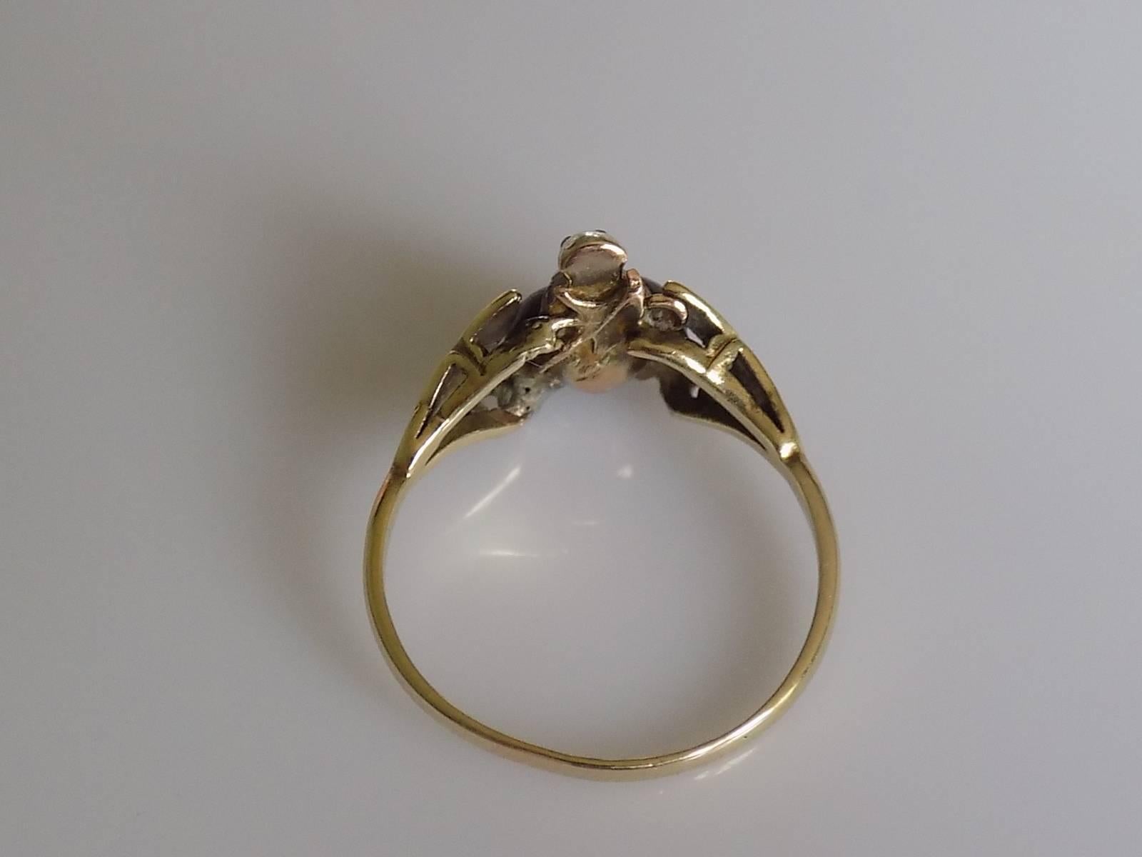 Victorian Gold Rose Cut Diamond Garnet Ladybird Ring 1