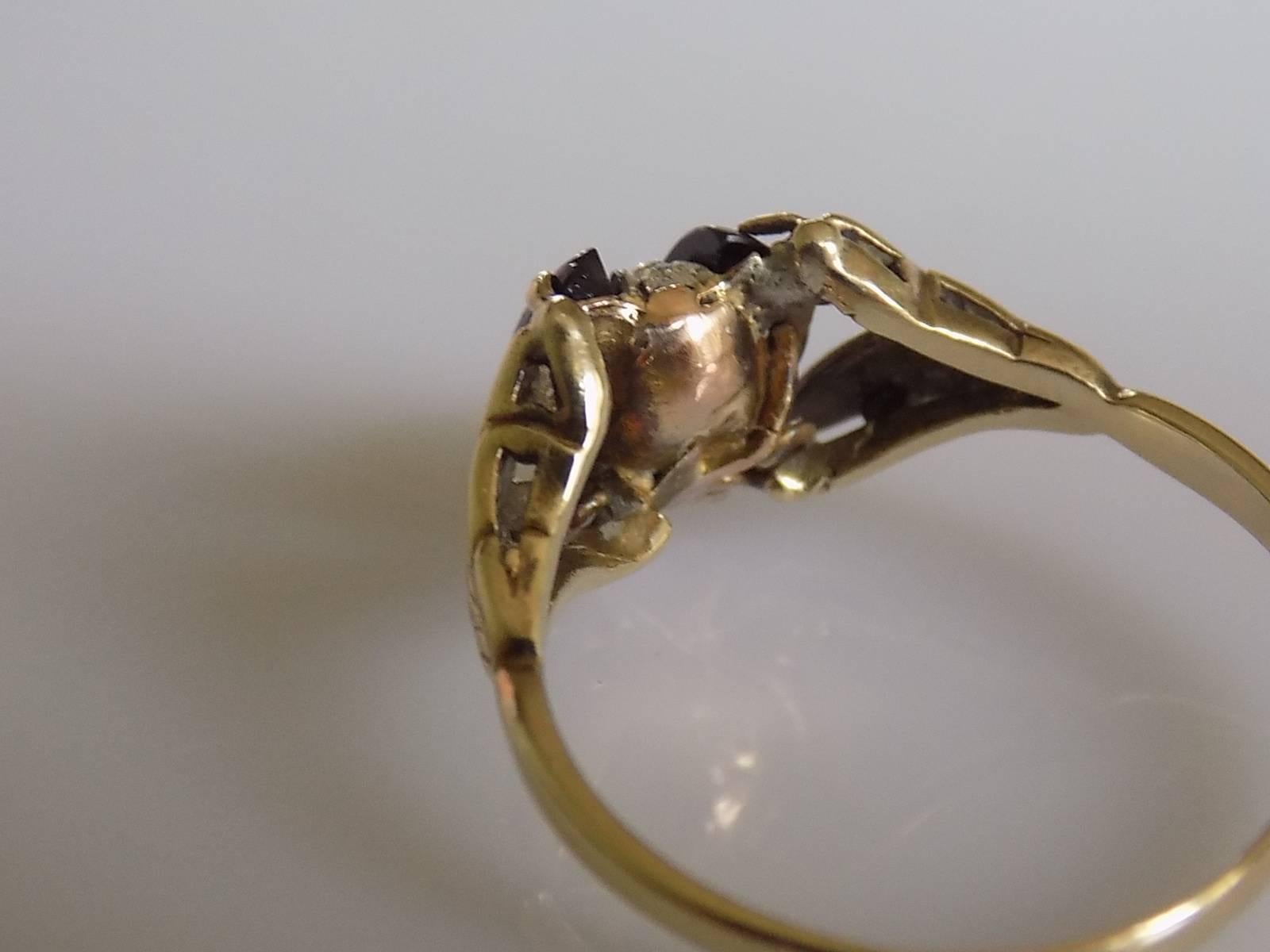 Victorian Gold Rose Cut Diamond Garnet Ladybird Ring 3