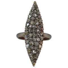 Victorian Gold and Rose Cut Diamond Navette Cluster Ring