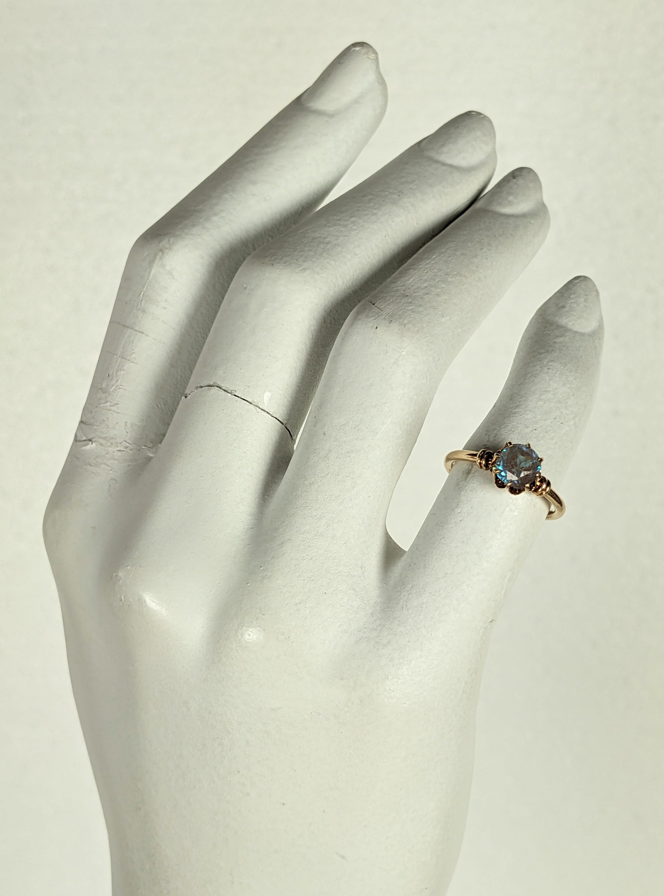 Victorian Gold Saphiret Solitaire Ring en venta 4