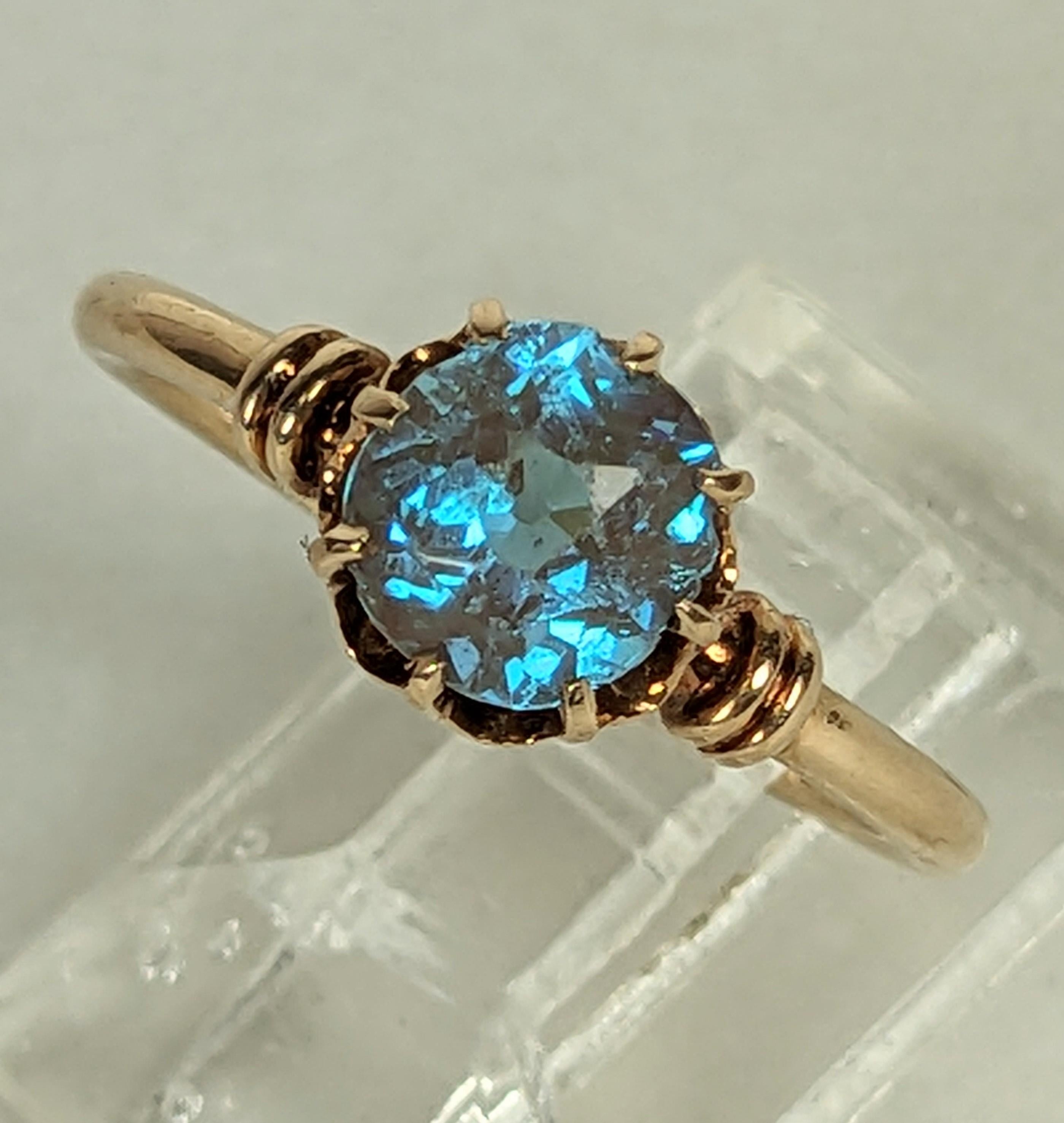 Victorian Gold Saphiret Solitaire Ring en venta 3