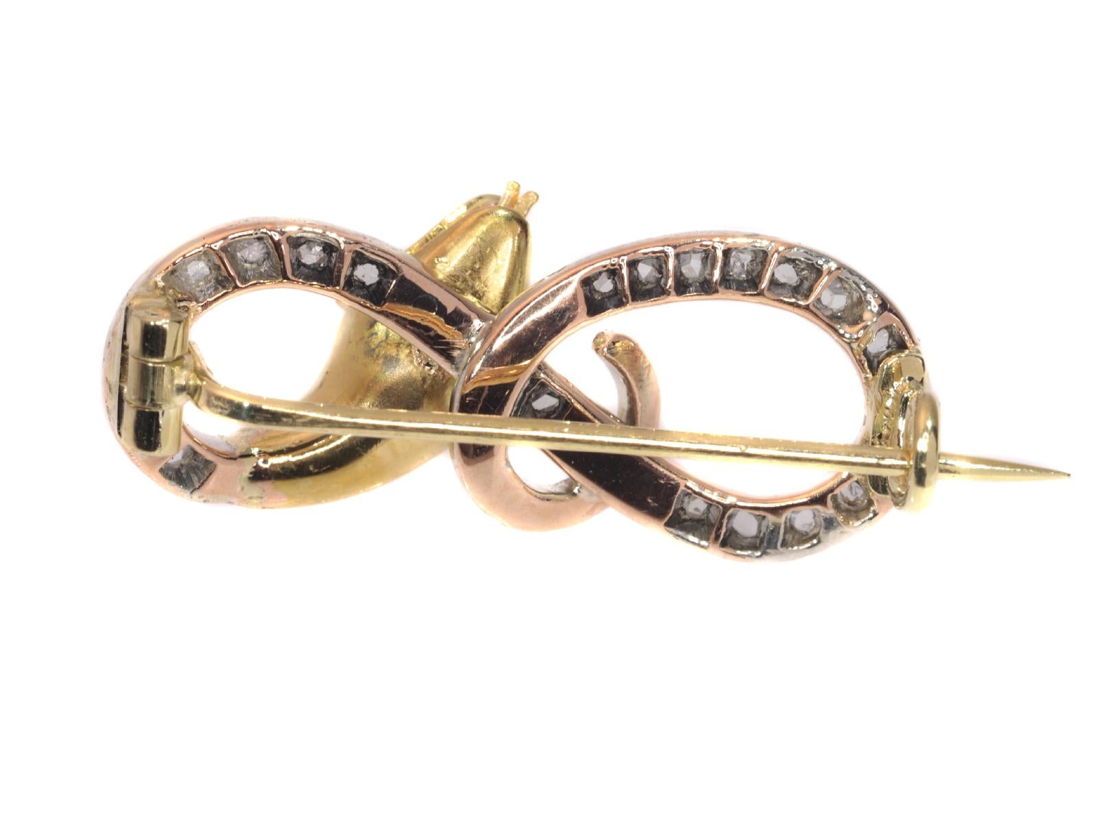 Victorian Gold Serpent Pin Set with Diamonds Curled Snake Brooch, 1900s For Sale 8