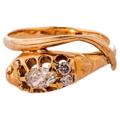 Victorian Gold Serpent Ring with Diamond Head