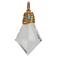 Antique Victorian Gold Serpent Wrapped Rock Crystal Pendant
