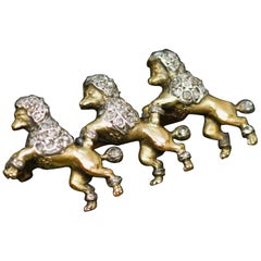 Victorian Gold Silver and Diamond Dogs Brooch "Three Poodles"
