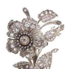 Victorian Gold & Silver Diamond En Tremblant Flower Brooch