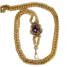 Victorian Gold Slide Necklace with Amethyst Slide from 1876