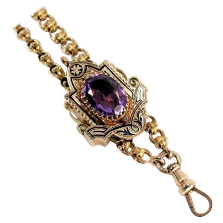 Victorian Gold Slide Necklace with Amethyst Slide from 1876