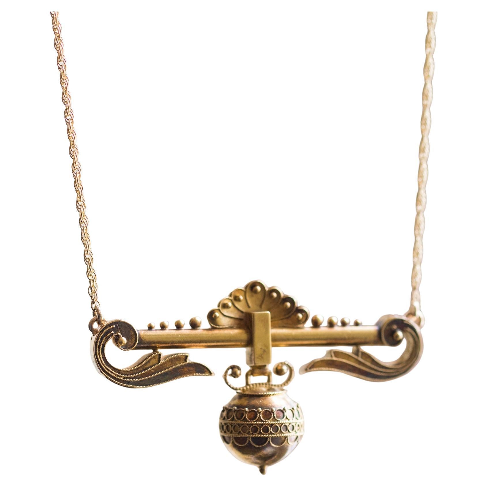 Victorian Gold Sphere Necklace For Sale