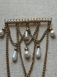 Victorian Gold Tone Pearl Brooch
