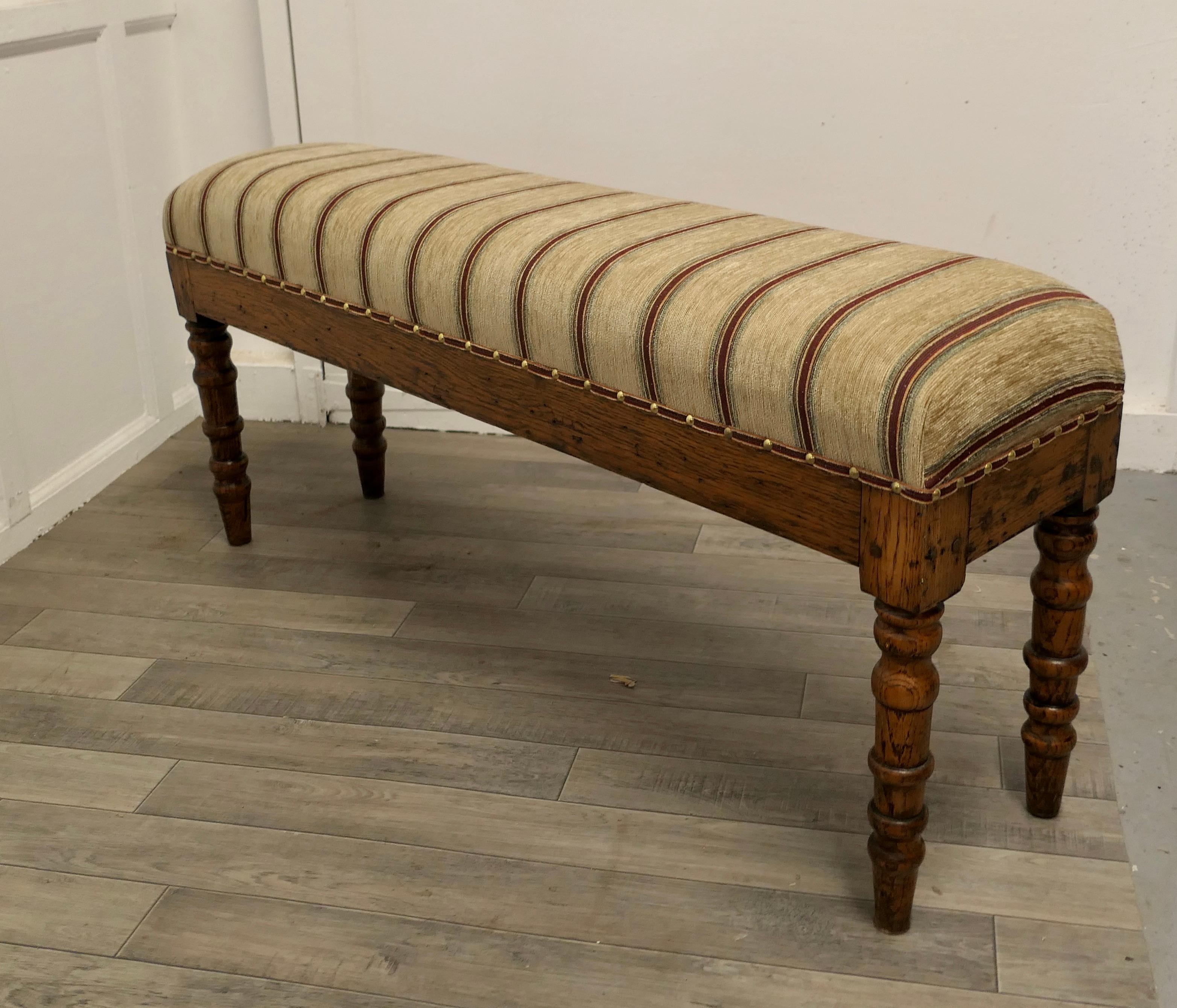 Late 19th Century Victorian Golden Oak Arts and Crafts Long Window Stool