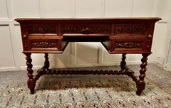 Victorian Golden Oak Green Man Desk