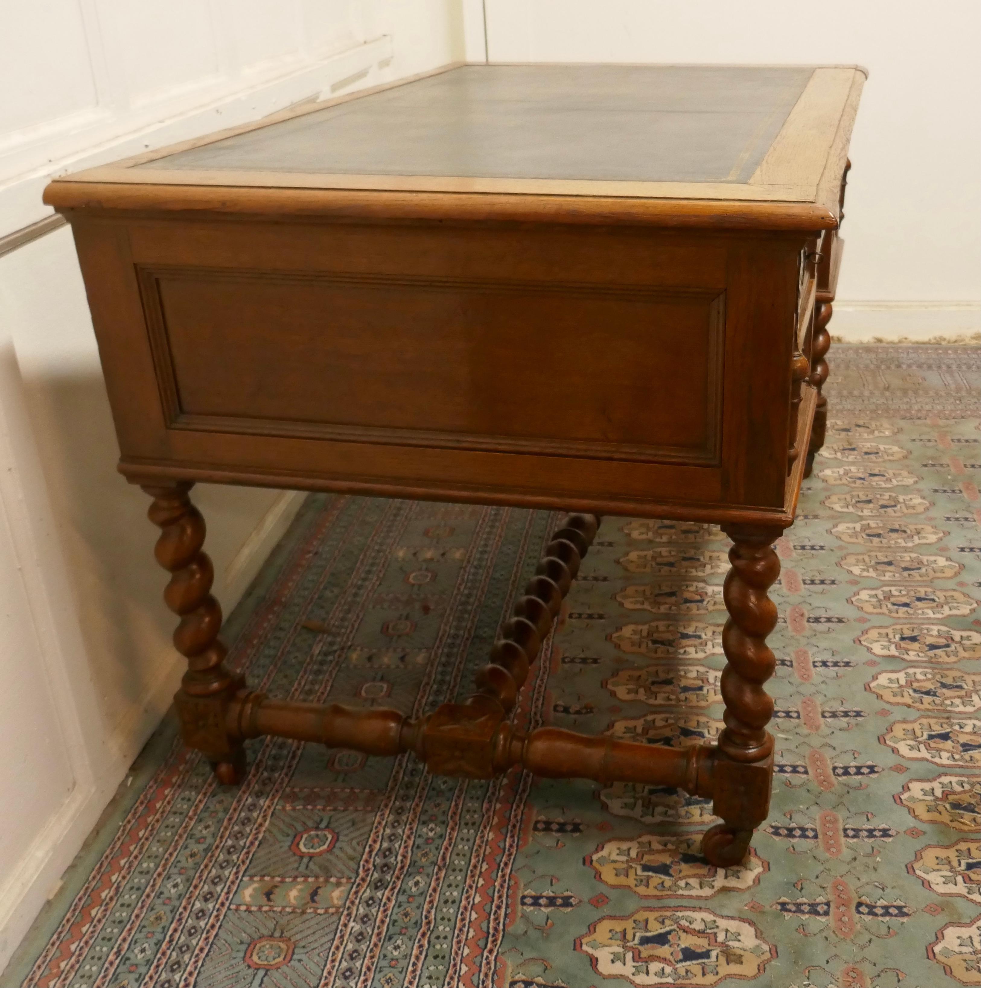 Gothic Victorian Golden Oak Green Man Desk For Sale