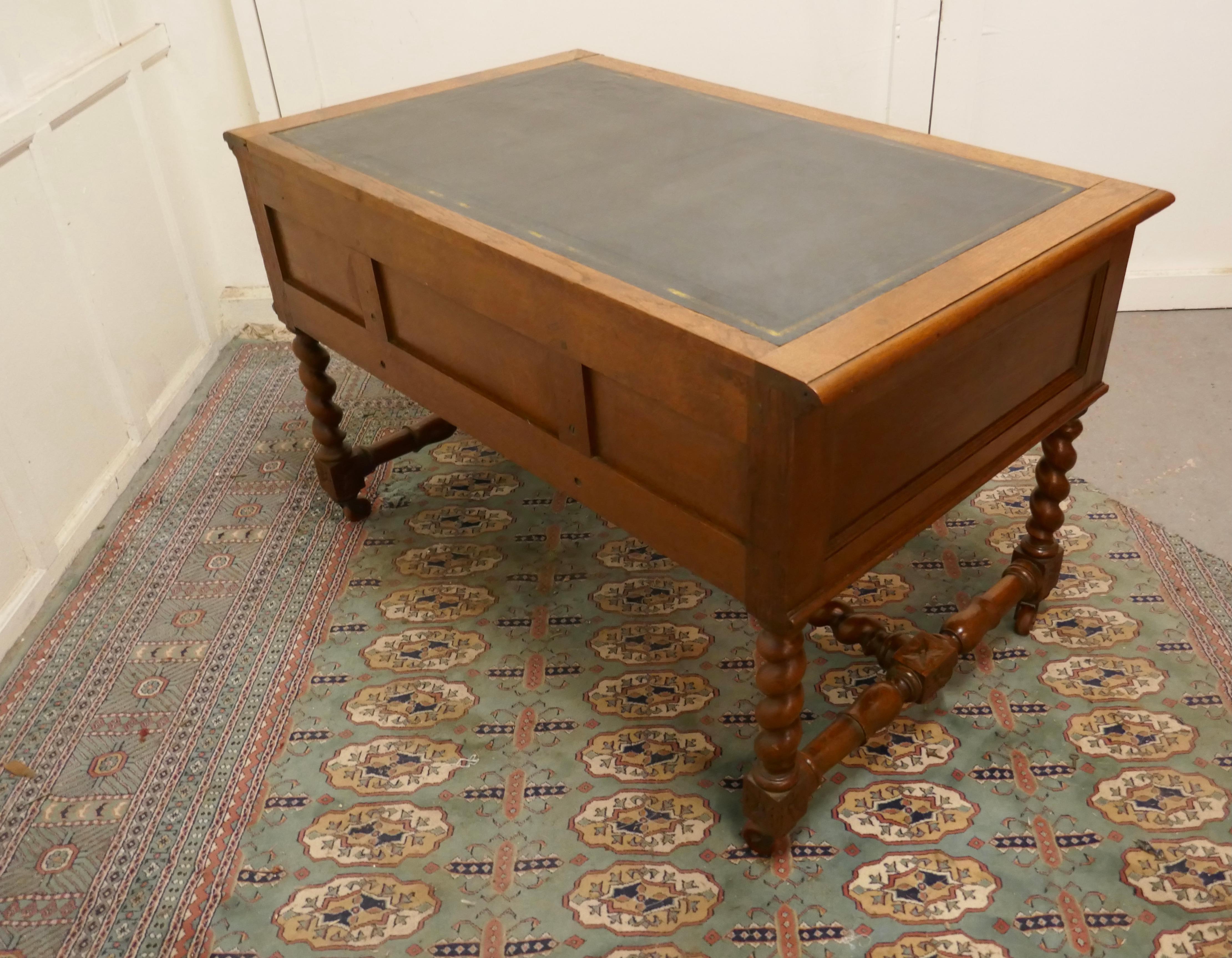 Victorian Golden Oak Green Man Desk For Sale 2