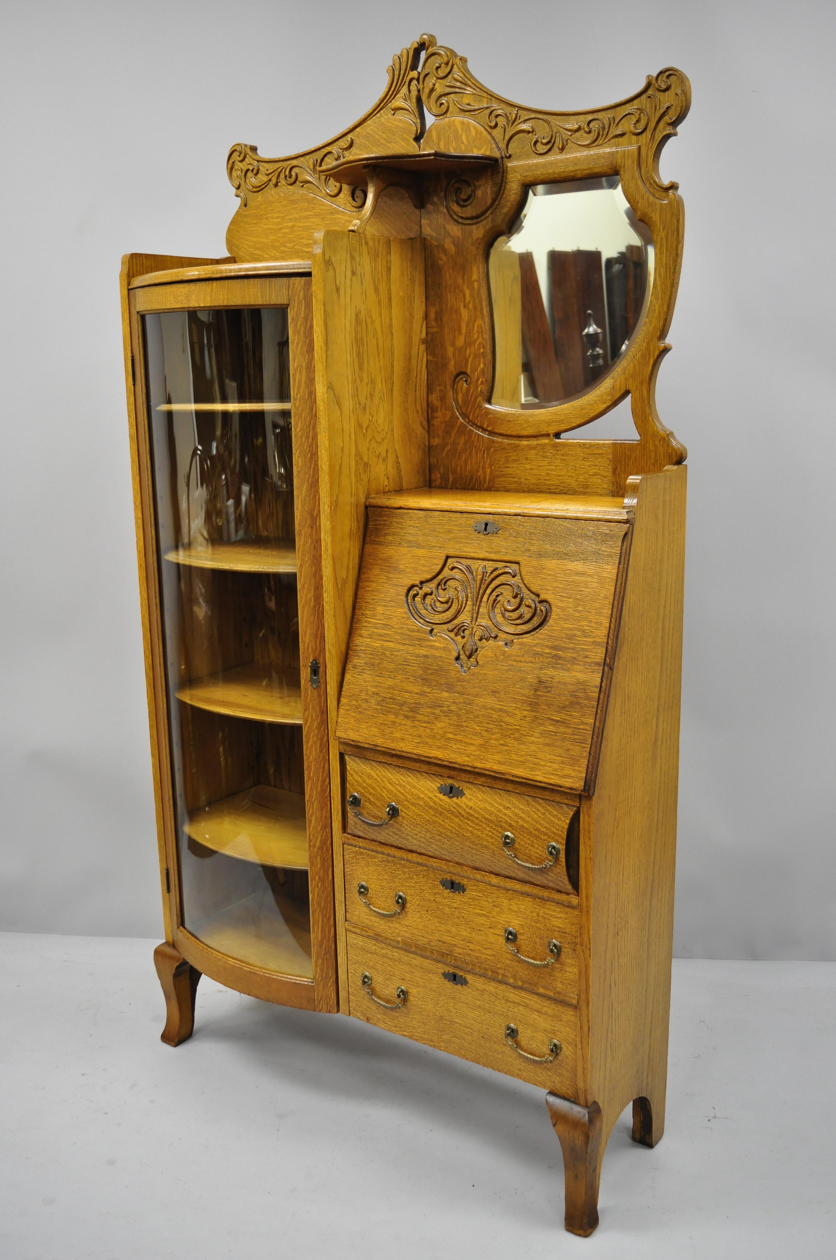 curio cabinet with secretary desk