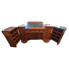 Antique Victorian Golden Oak Swivel Pedestal Desk