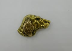 Victorian Golden Retriever Dog Emerald 14 Karat Gold Brooch Pin Riker Brothers