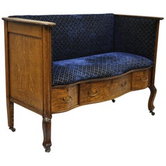 Victorian Golden Tiger Oak Dresser Chest Re-Purposed to Upholstered Entry Bench