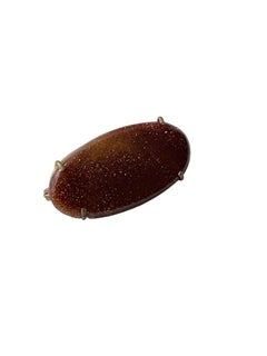 Victorian Goldstone Oval Cabochon Bar Brooch, c. 1880s