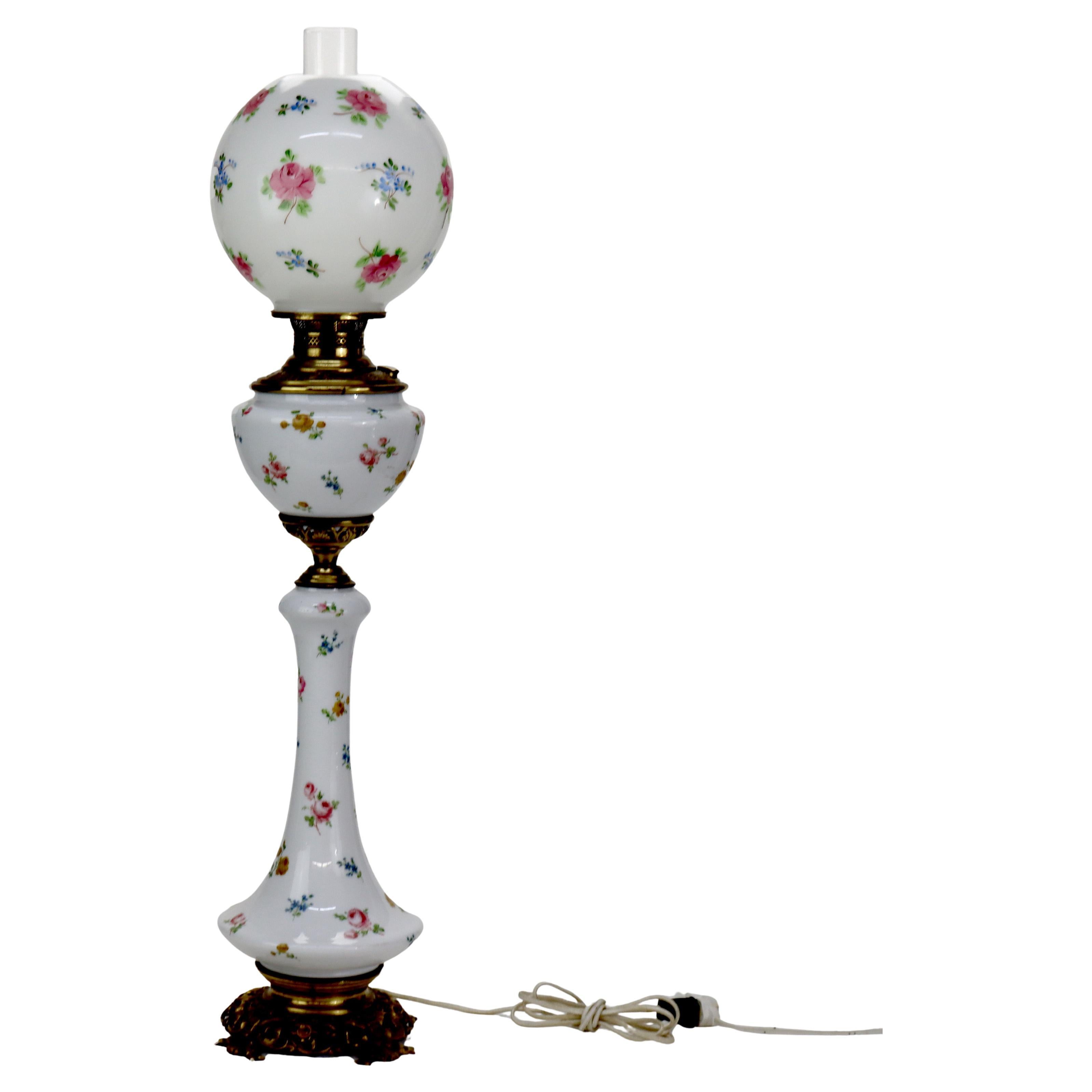 Victorian Gone with the Wind Table Lamp, Electrified, C1900