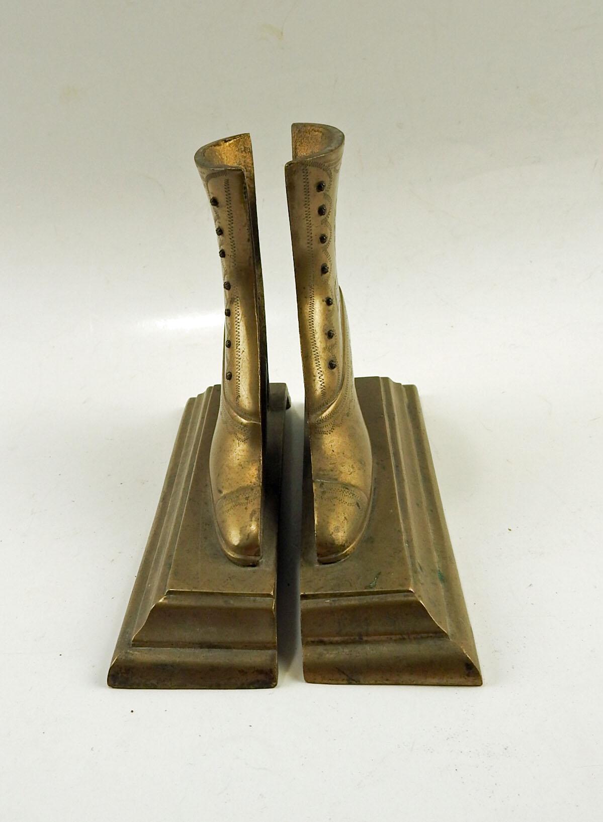 North American Victorian Good Luck Brass Boot Bookends