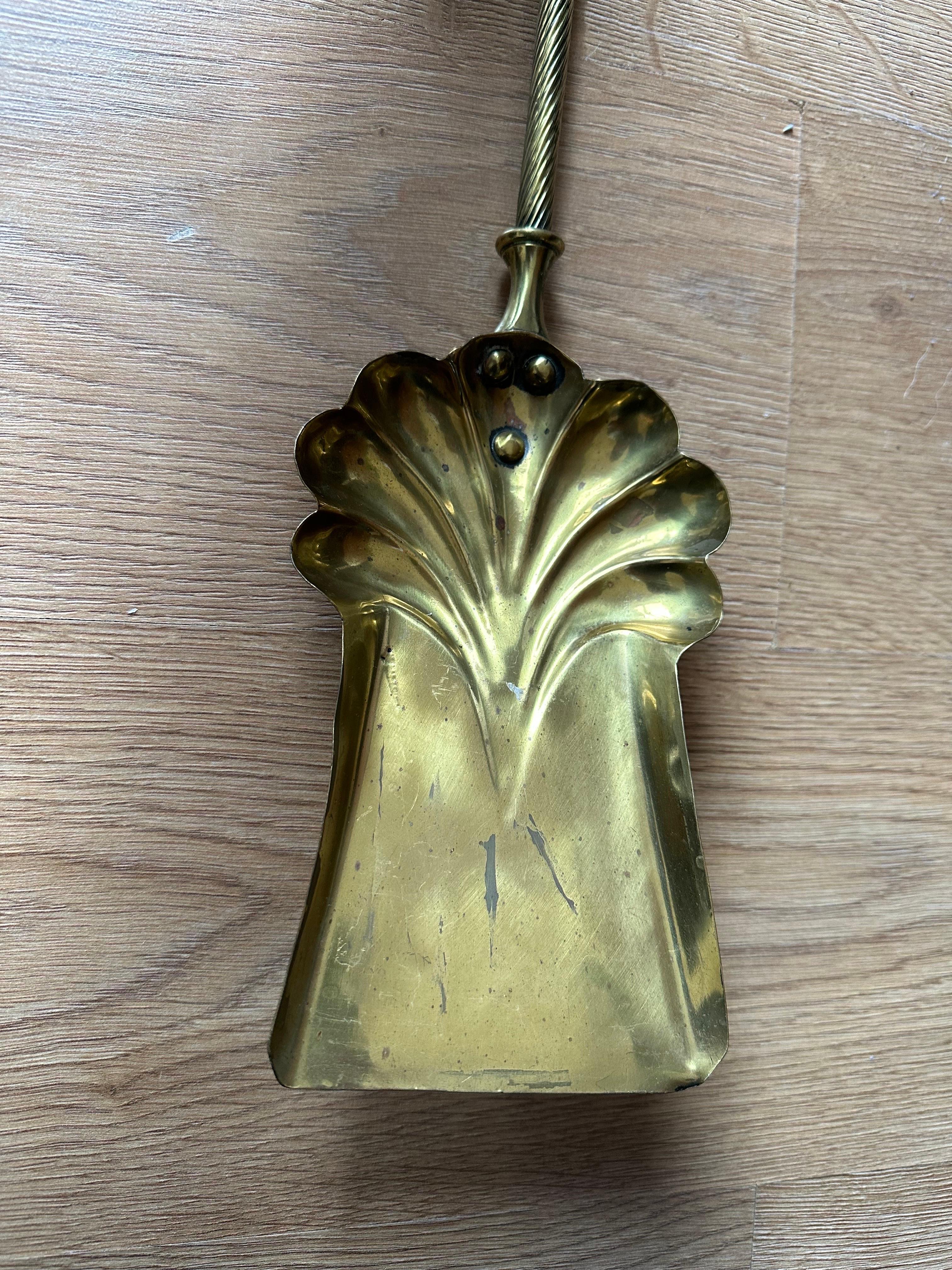 European Victorian Gothic Brass Fire Companion Set, 19th Century For Sale