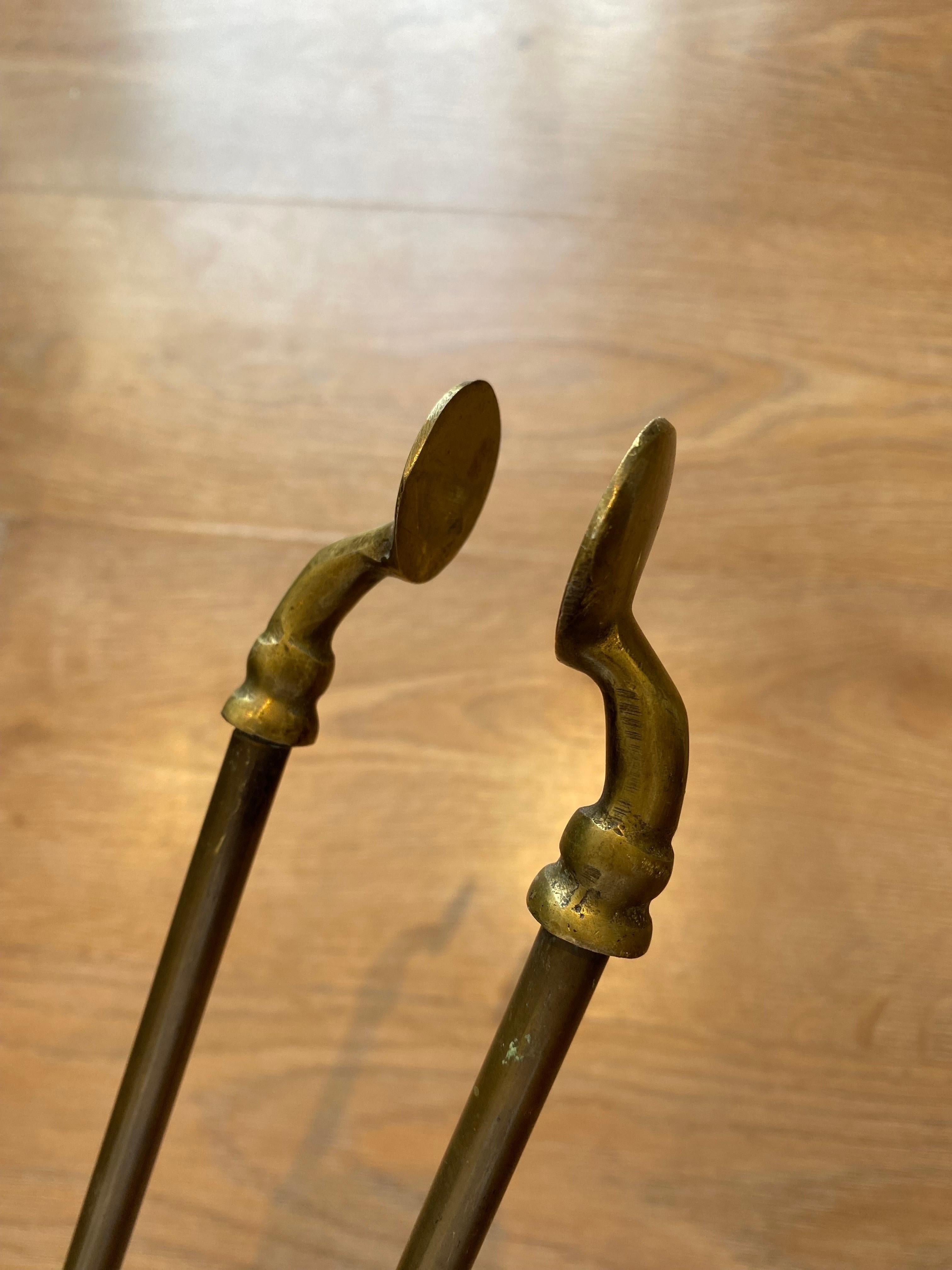 Victorian Gothic Brass Fire Companion Set, 19th Century 2