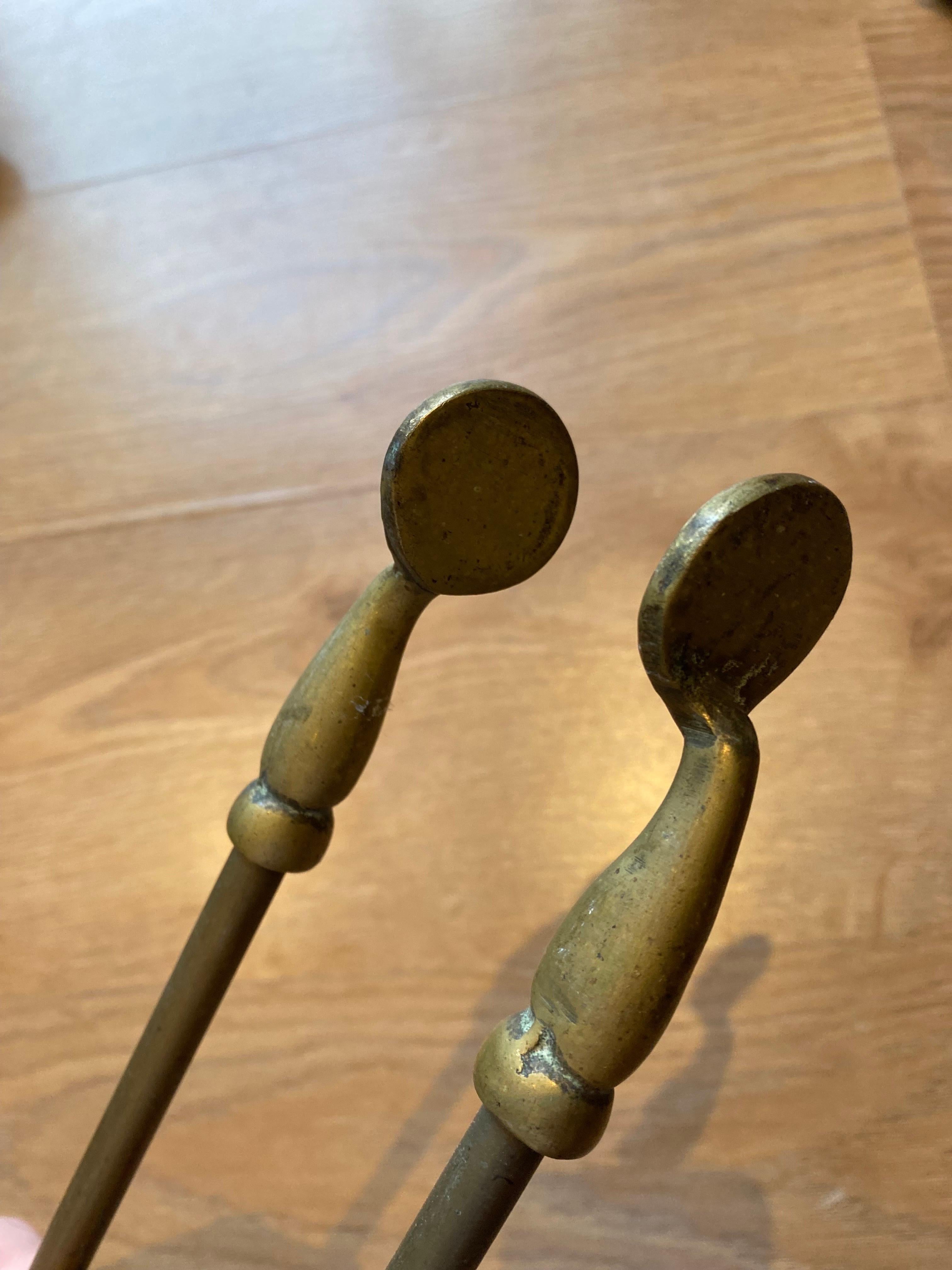 Victorian Gothic Brass Fire Companion Set, 19th Century 2