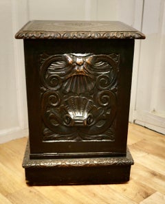 Victorian Gothic Carved Oak Green Man Coal or Log Box