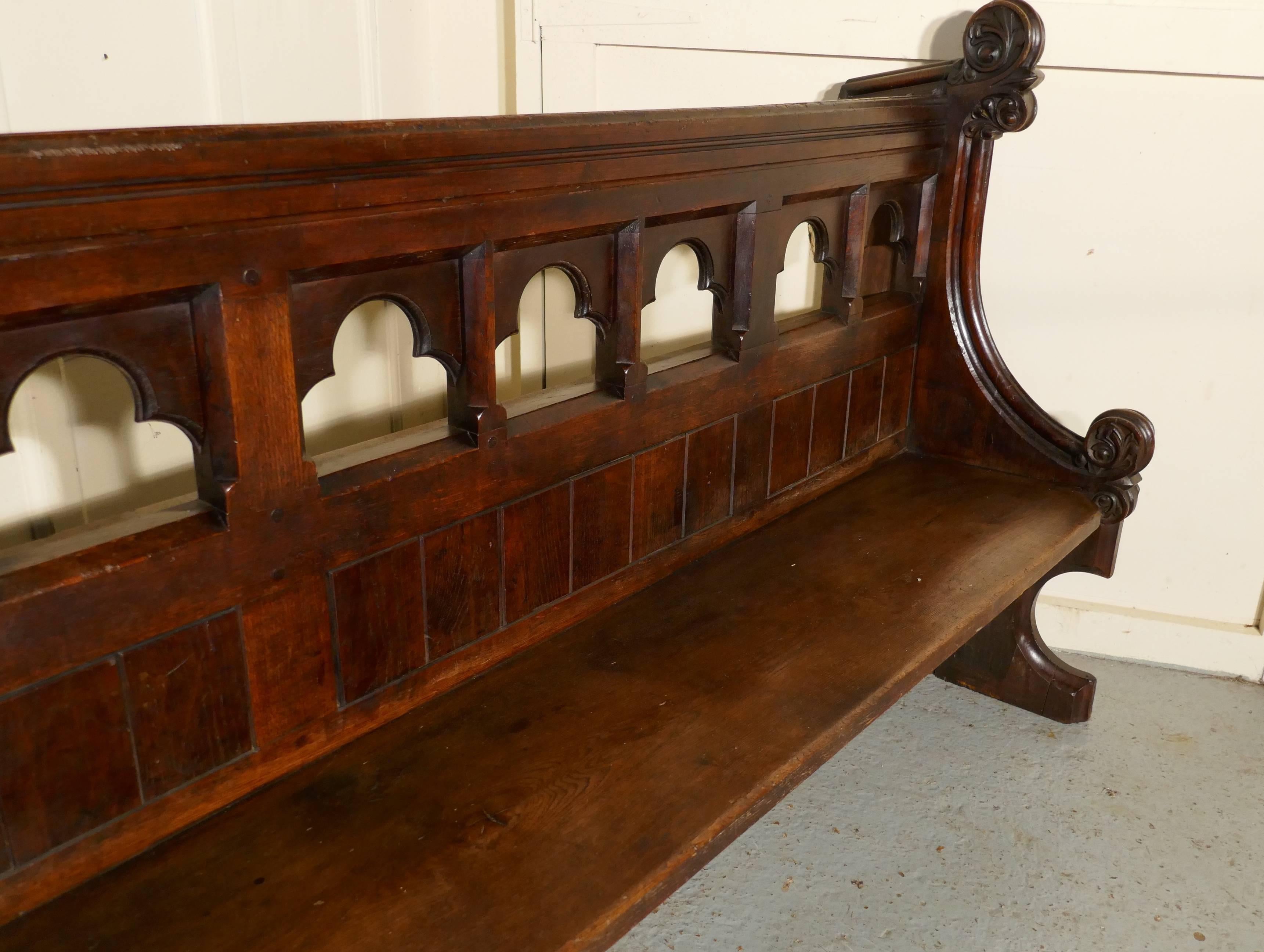 English Victorian Gothic Carved Oak Pew
