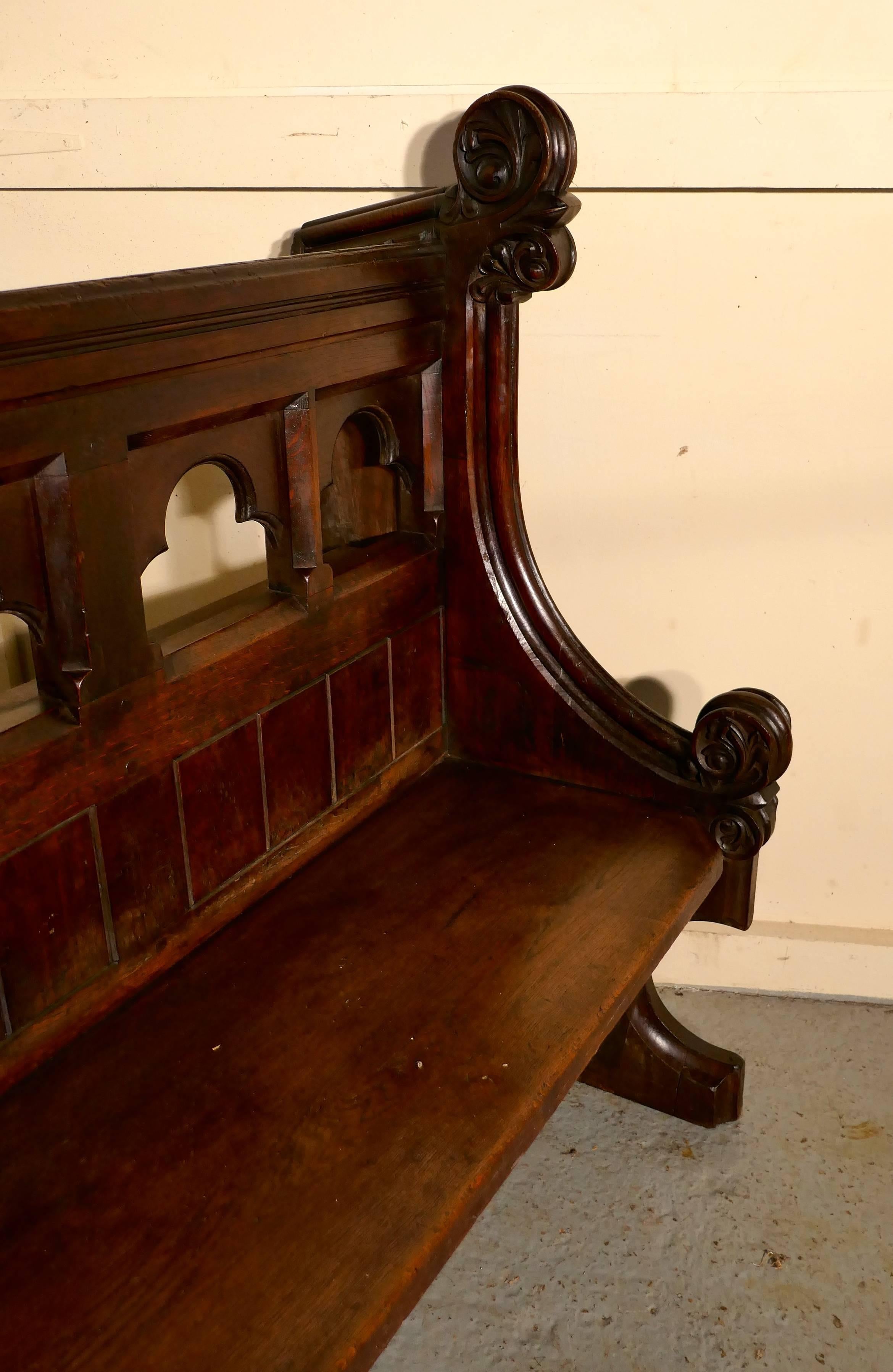 19th Century Victorian Gothic Carved Oak Pew