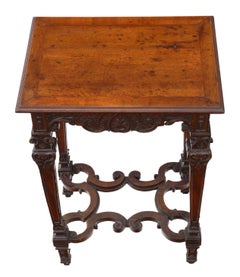 Victorian Gothic Carved Walnut Wine Table Side Occasional
