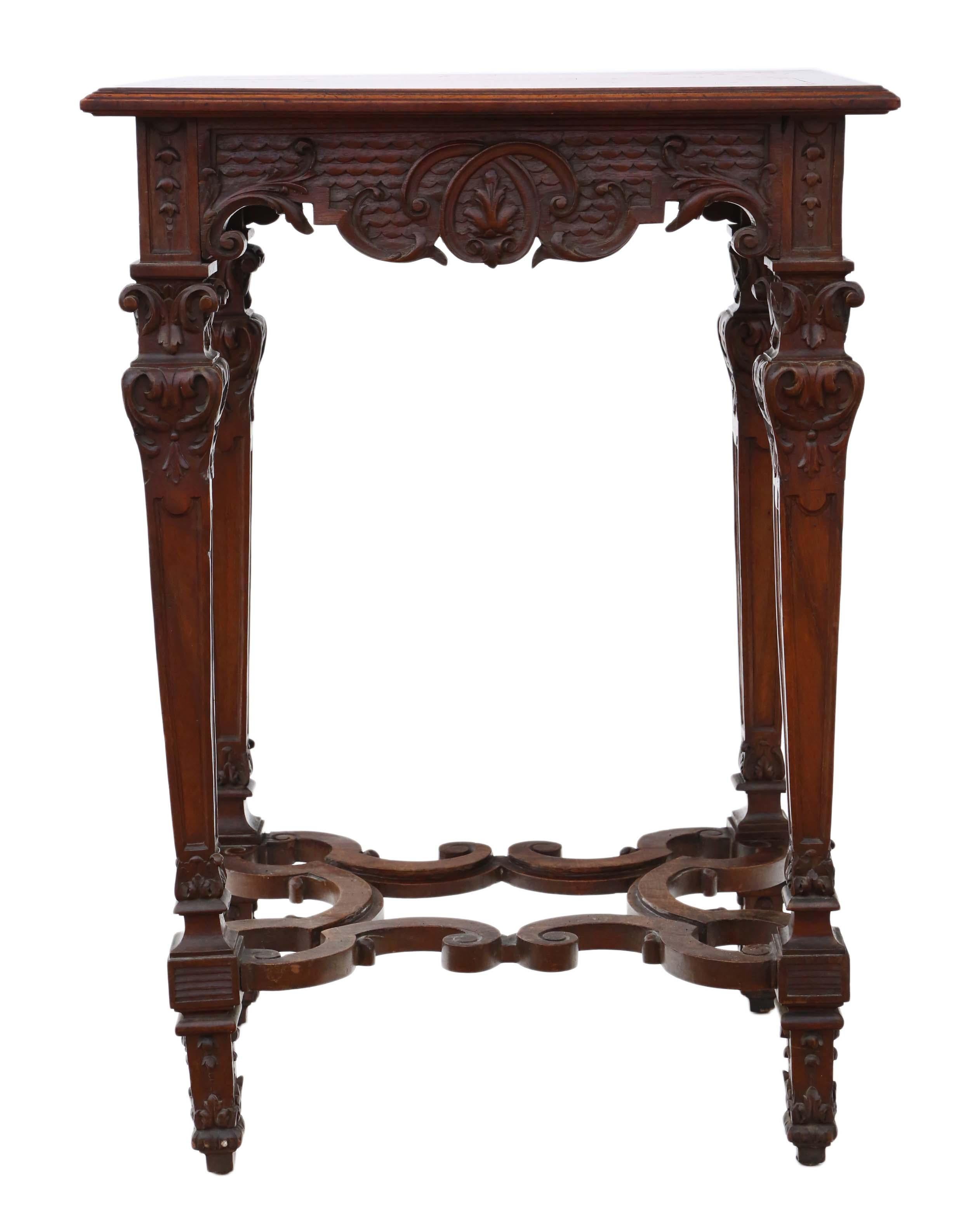 Victorian Gothic Carved Walnut Wine Table Side Occasional In Good Condition In Wisbech, Cambridgeshire