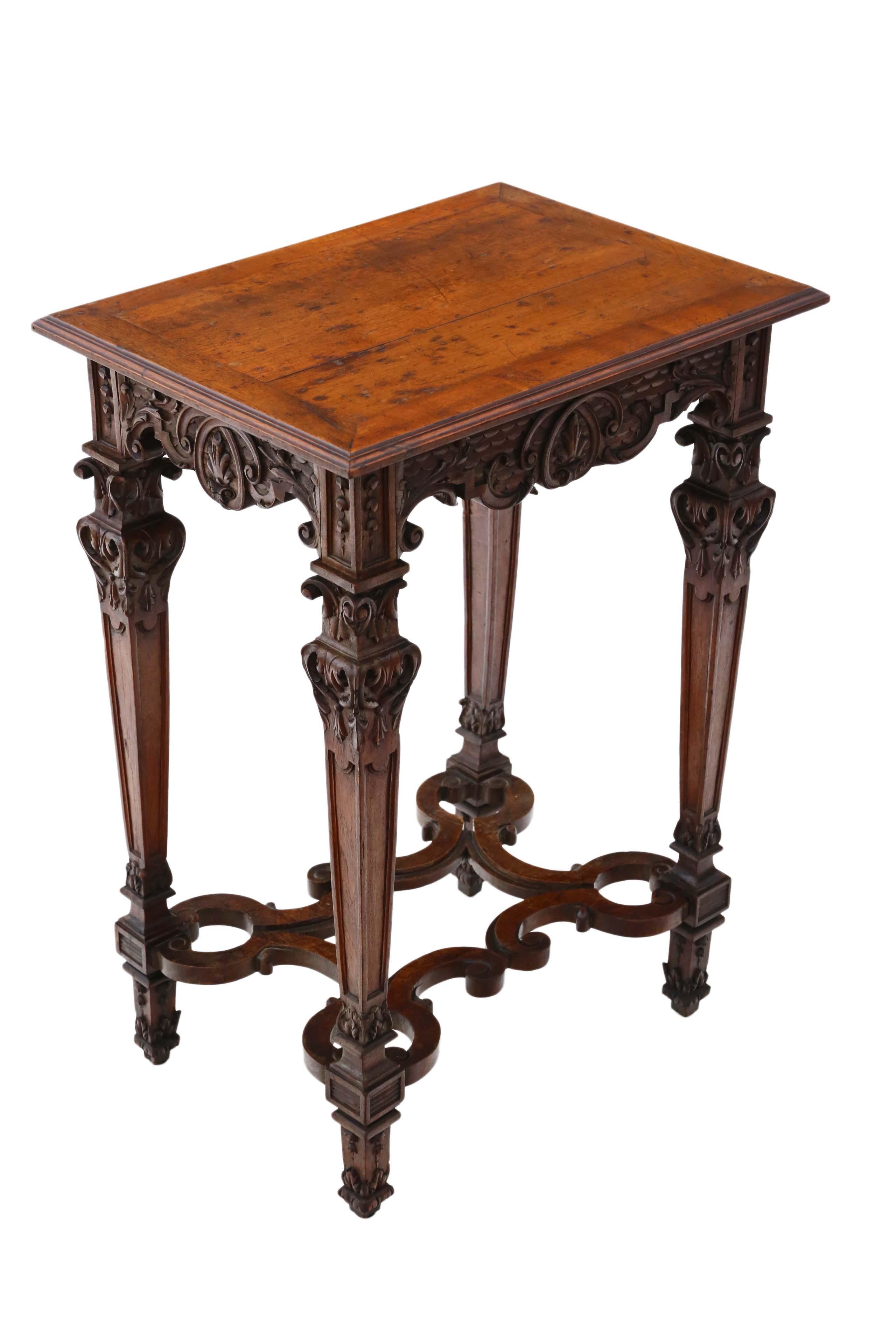 Victorian Gothic Carved Walnut Wine Table Side Occasional 1
